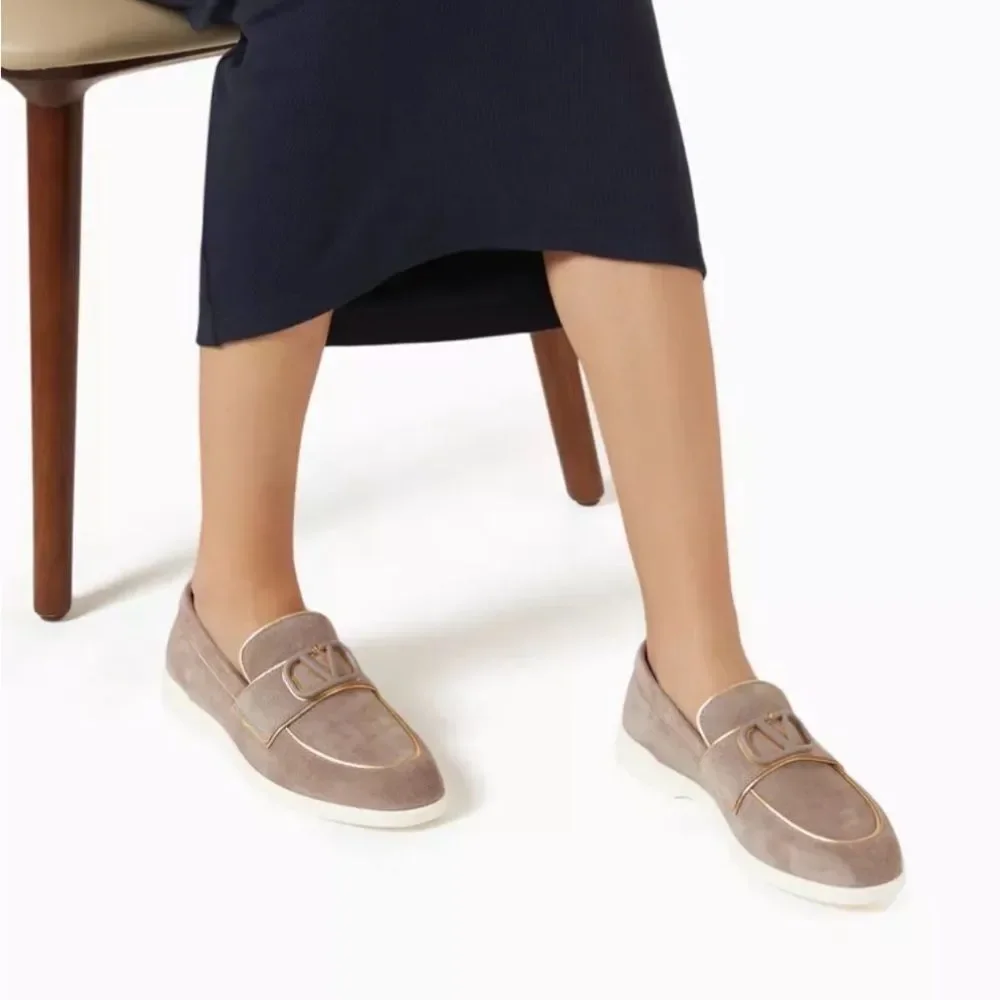 Valentino Garavani Leisure Flows Split Suede Leather Loafers size 37